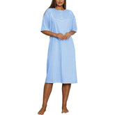 Trifolium Women Short/Long Sleeve Button Up 100% Turkish Cotton Nightdress Floral Trim Nightie