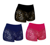 Trifolium High Waist French Knickers Floral Lace Panties Stretchy Sheer Underpants