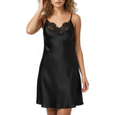 Trifolium Women’s Satin Nightgown – Silky Lace Chemise Sleepwear, Adjustable Strap V-Neck Slip for Bedroom & Lounge