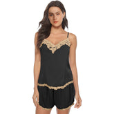 Trifolium Women's Sexy Lace Chemise and Shorts Set - Elegant V-Neck Sleepwear Pyjamas for a Stylish Night's Rest