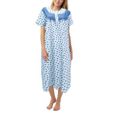 Cotton Nightshirt - Flowers Print, Short Sleeve | Trifolium