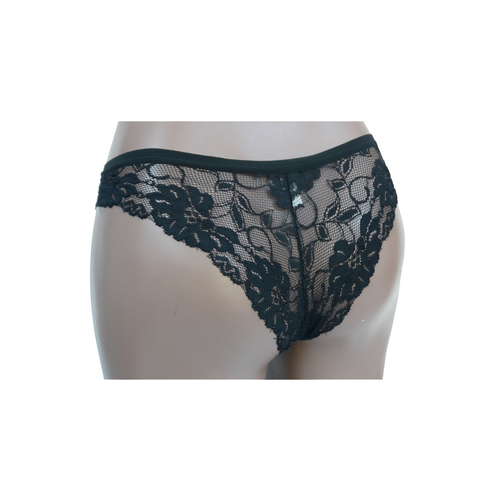 Floral lace tanga pants - black - Undiz