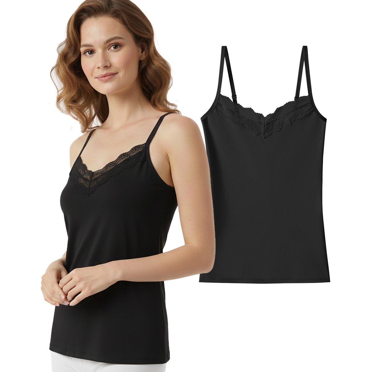 Trifolium Chic Lace Trim Camisole - Women's V-Neck Slim-Fit Tank Top for Comfort & Style
