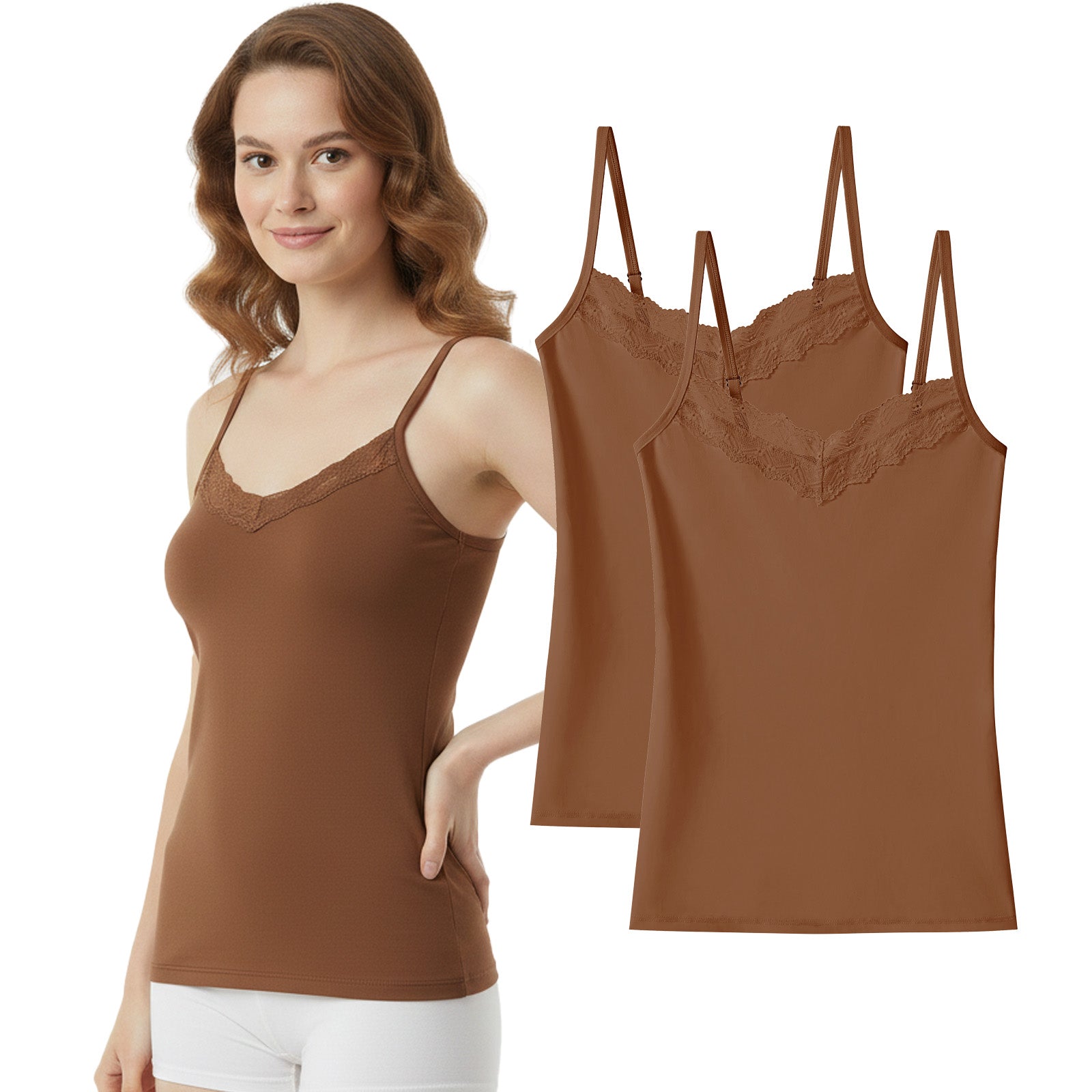 Trifolium Chic Lace Trim Camisole - Women's V-Neck Slim-Fit Tank Top for Comfort & Style