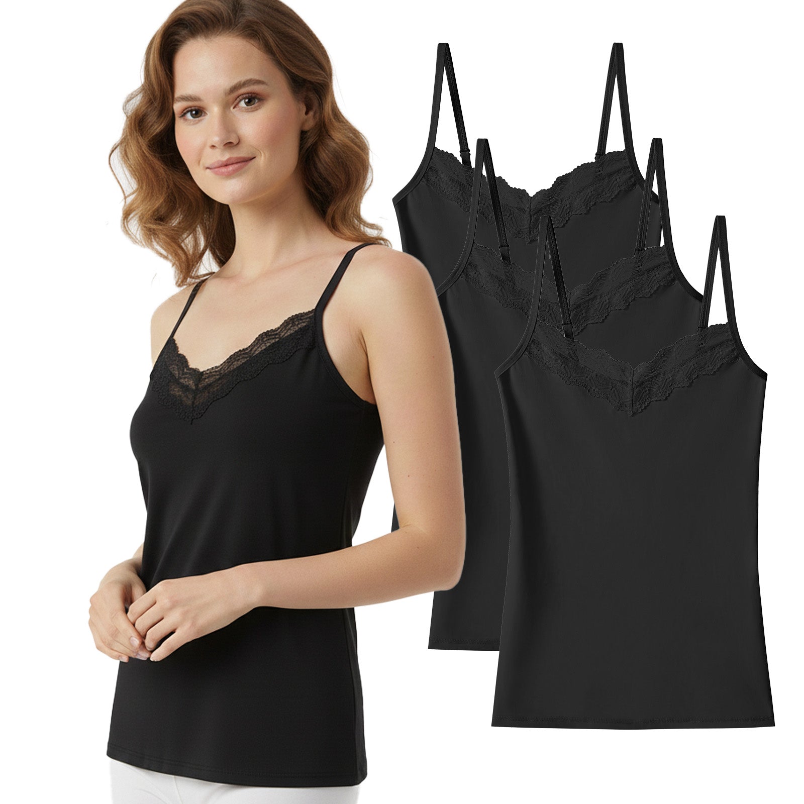 Trifolium Chic Lace Trim Camisole - Women's V-Neck Slim-Fit Tank Top for Comfort & Style