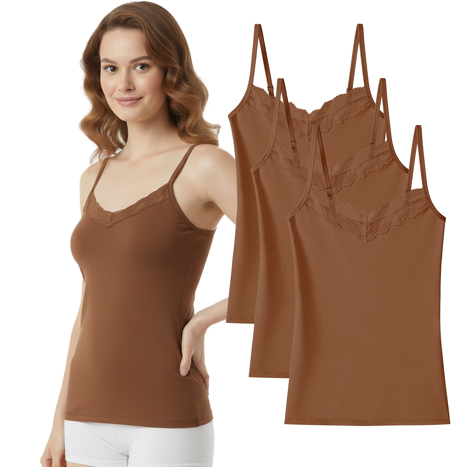 Trifolium Chic Lace Trim Camisole - Women's V-Neck Slim-Fit Tank Top for Comfort & Style