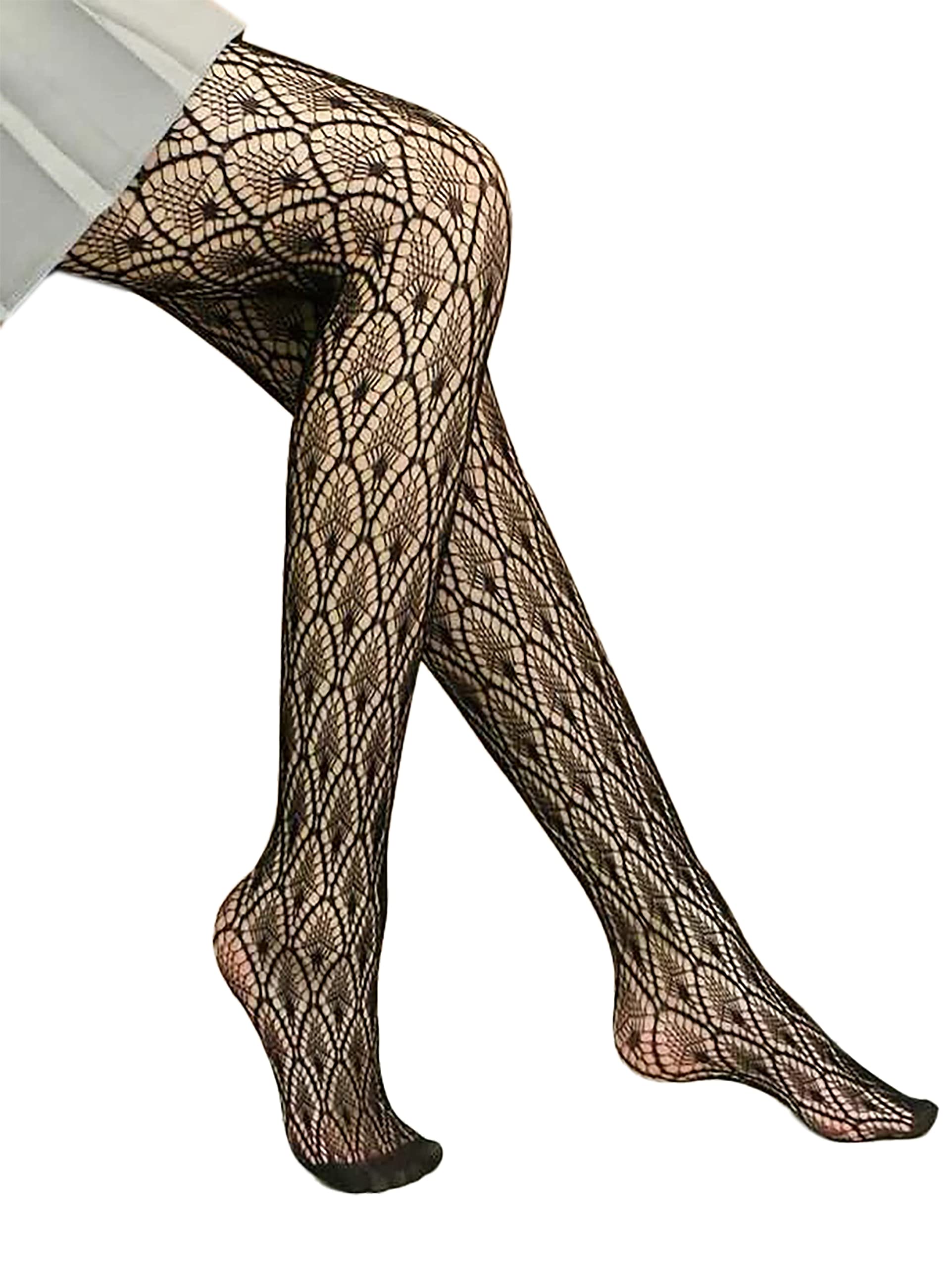 Trifolium Womens Black Pattern Fishnet Tights Patterned Ladies Pantyhouse Hosiery