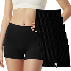 Trifolium 6 packs Women's Seamless High Waist Boxer Shorts: Breathable Nylon Microfiber, Full Coverage Underwear with Cotton Crotch - Ideal for Dress Chafing Prevention