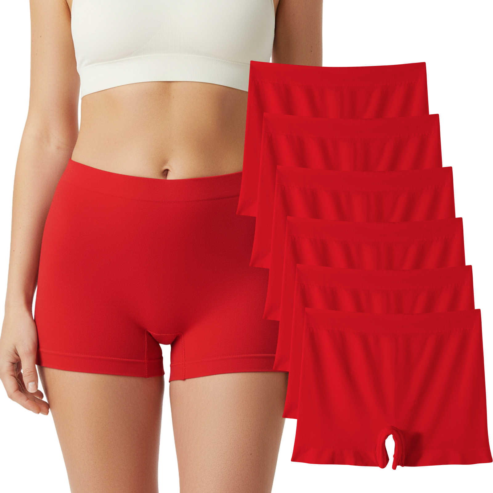 Trifolium 6 packs Women's Seamless High Waist Boxer Shorts: Breathable Nylon Microfiber, Full Coverage Underwear with Cotton Crotch - Ideal for Dress Chafing Prevention