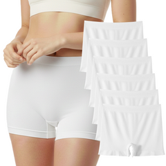 Trifolium 6 packs Women's Seamless High Waist Boxer Shorts: Breathable Nylon Microfiber, Full Coverage Underwear with Cotton Crotch - Ideal for Dress Chafing Prevention