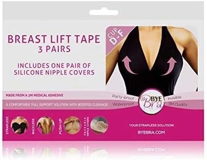 Bye Bra Adhesive Breast Lift Tape with Silicone Nipple Covers A-C, D-F & F-H