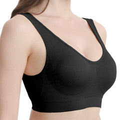 TRIFOLIUM V-Neck Seamless Wireless Bra for Women | Wide Strap Ultra-Soft Comfort Bralette for Everyday Lounge, Sleep & Yoga