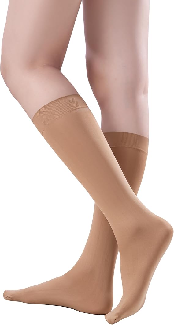 Trifolium Multiple Pack Women's 80 Denier Nylon Knee High Pop Socks with Comfort Top