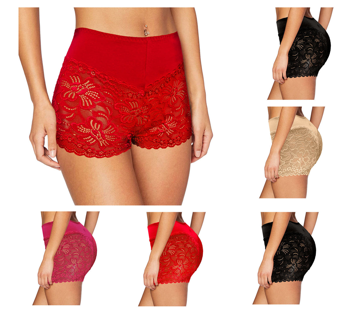 Trifolium High Waist French Knickers Floral Lace Panties Stretchy Sheer Underpants