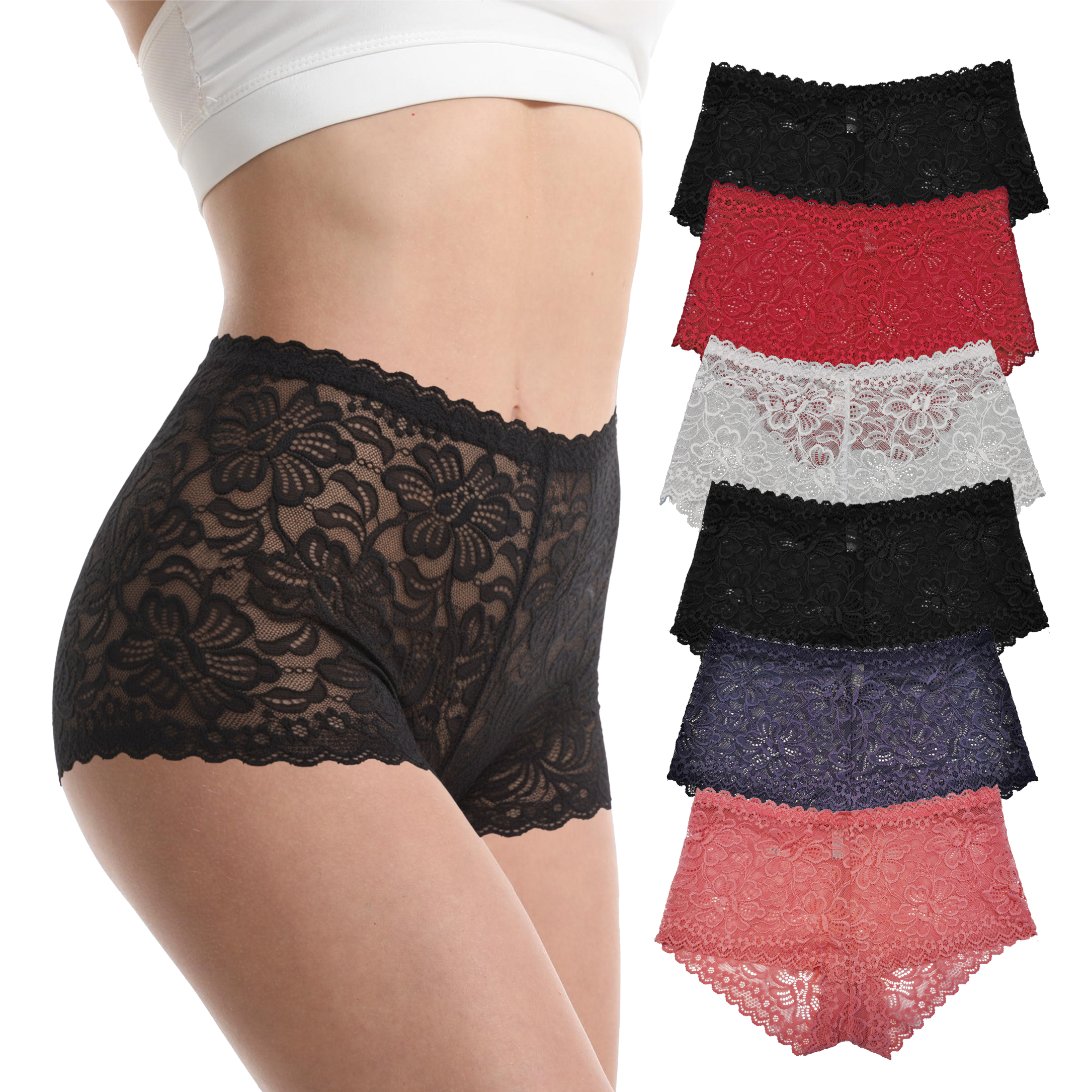 Floral Lace High Waist Panties Stretchy & Sheer | Trifolium