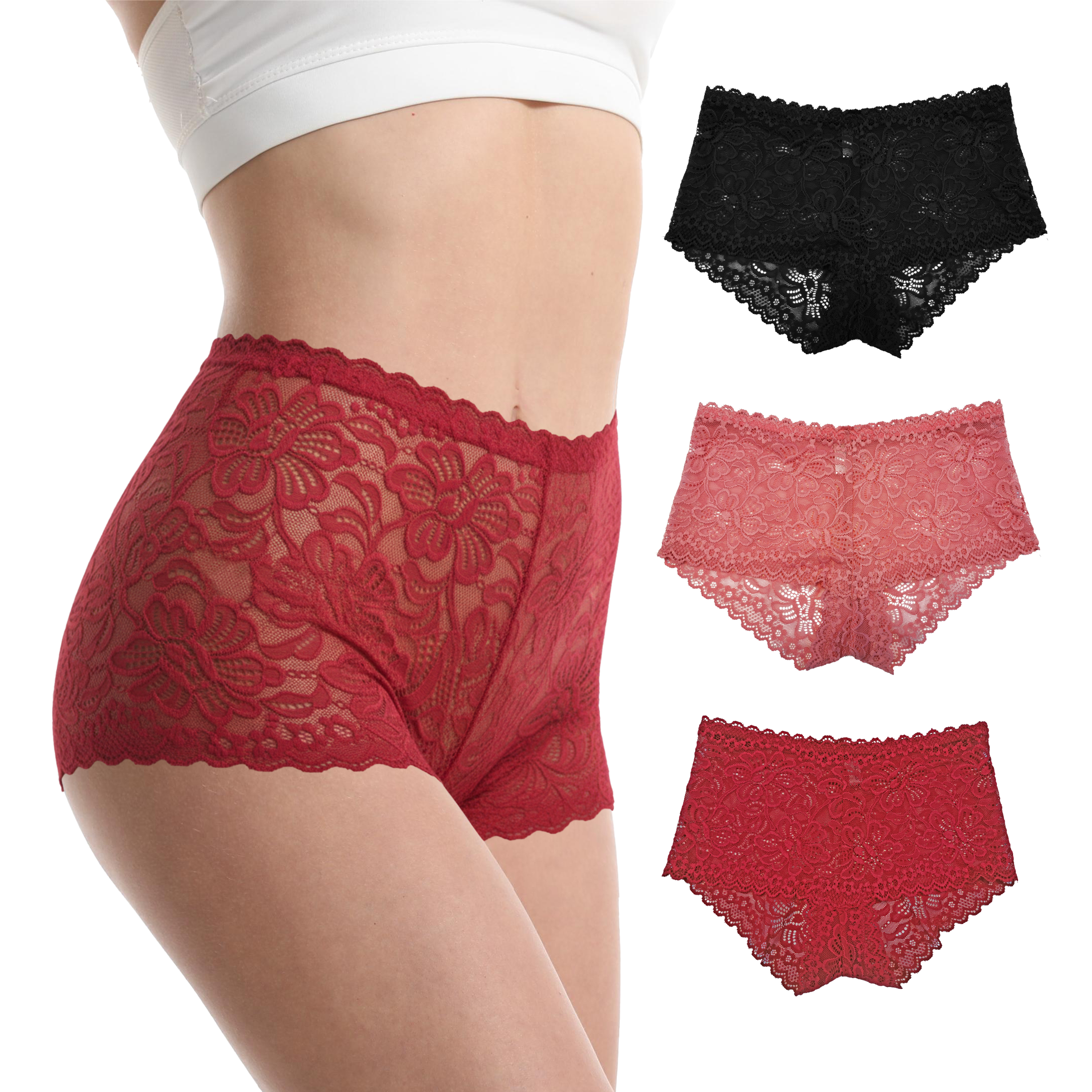 Floral Lace High Waist Panties Stretchy & Sheer | Trifolium