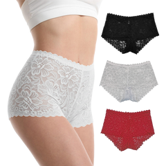 Floral Lace High Waist Panties Stretchy & Sheer | Trifolium