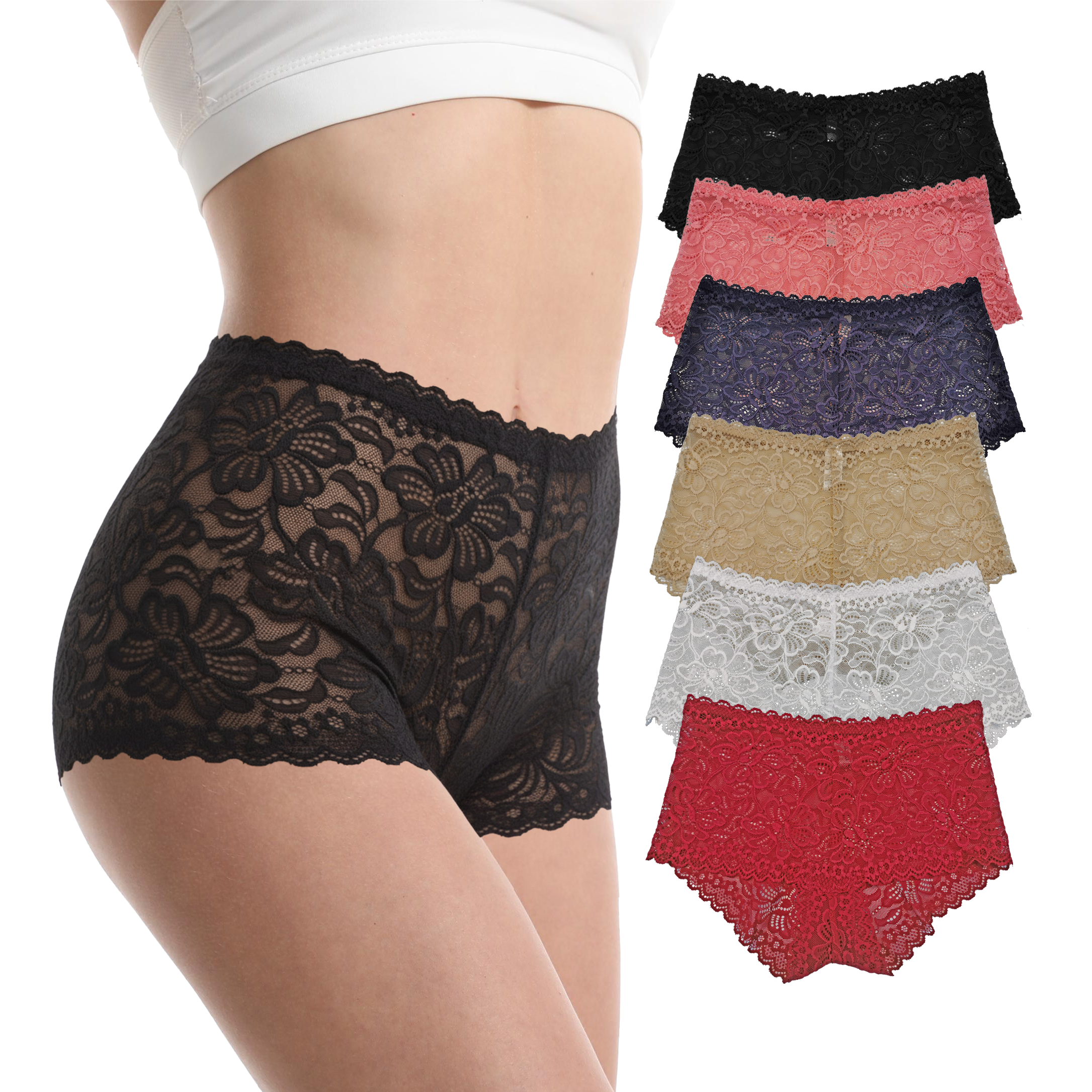 Floral Lace High Waist Panties Stretchy & Sheer | Trifolium