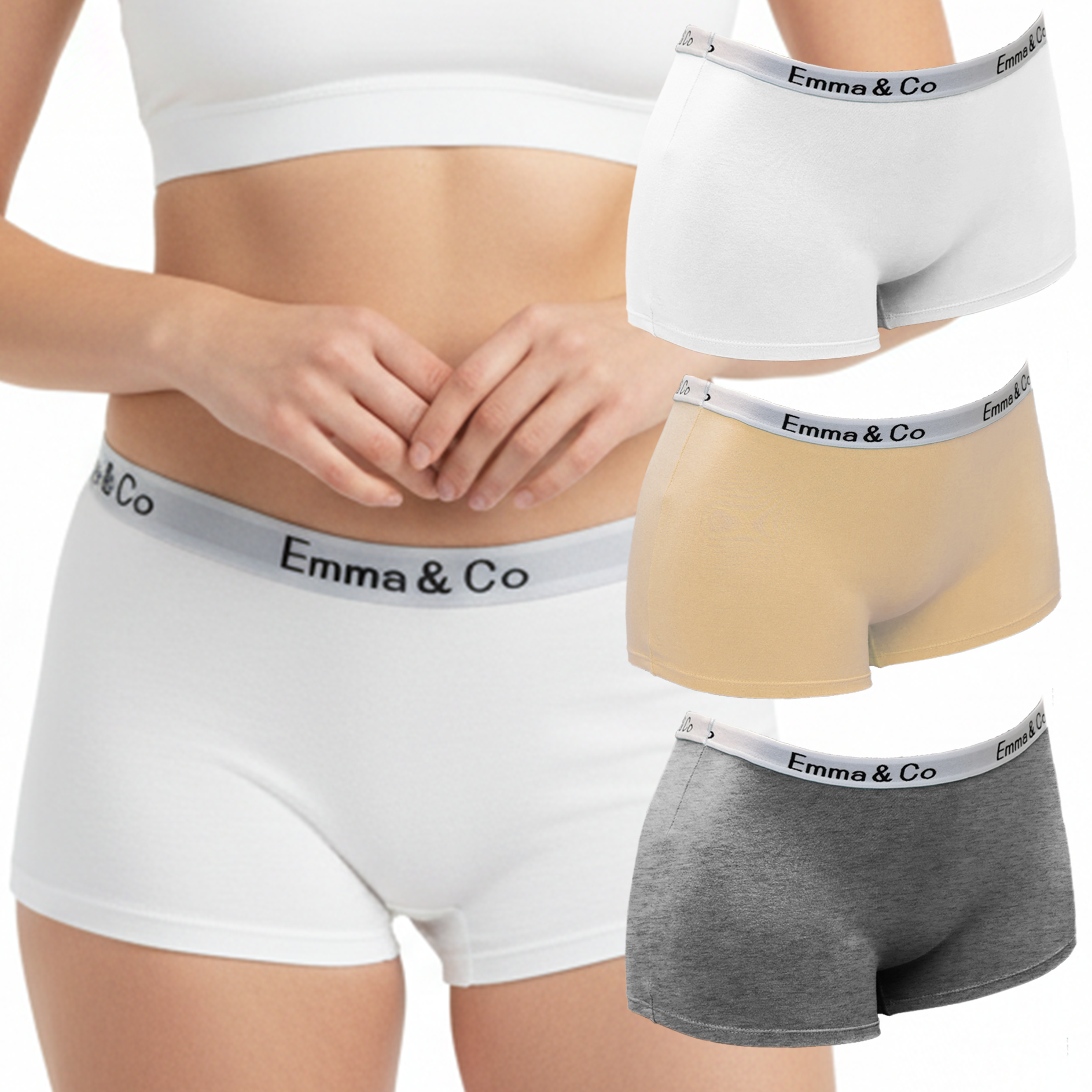 Trifolium Ladies Cotton Hipster Girls Boyshorts Boxer Plain Block Colours Underwear Short