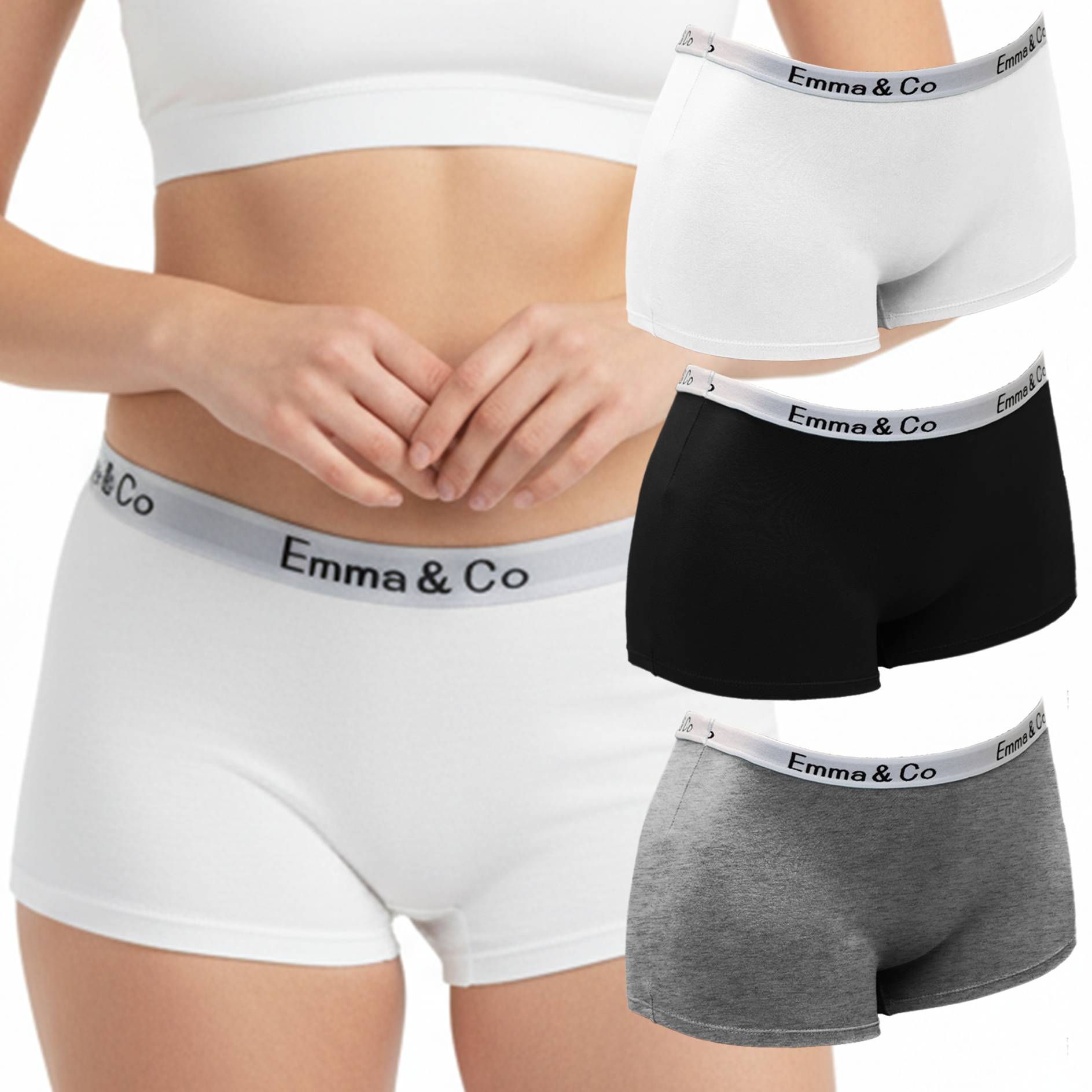 Trifolium Ladies Cotton Hipster Girls Boyshorts Boxer Plain Block Colours Underwear Short