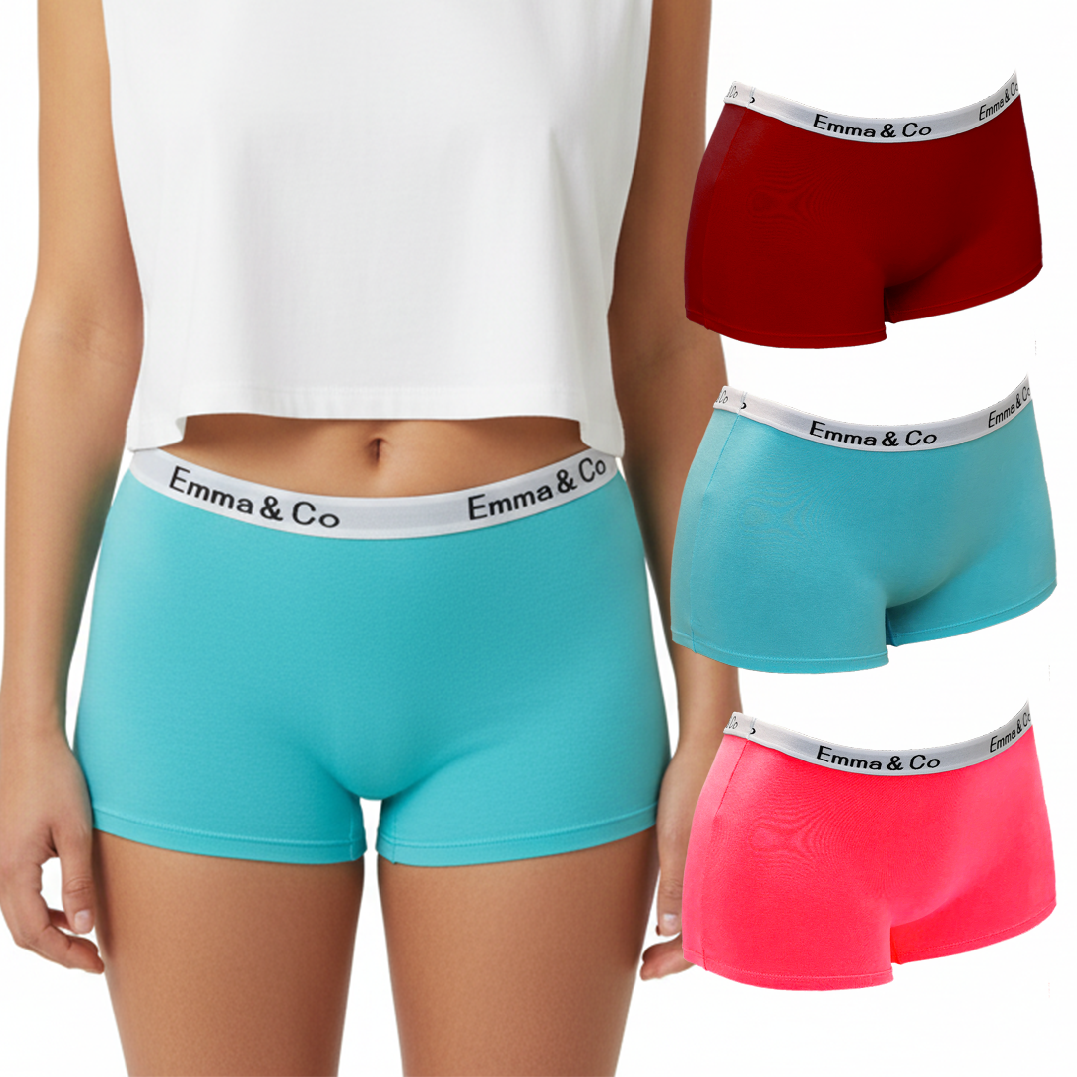 Trifolium Ladies Cotton Hipster Girls Boyshorts Boxer Plain Block Colours Underwear Short