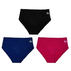 Floral Lace Cotton Back Panties High Waist | Trifolium
