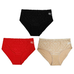 Floral Lace Cotton Back Panties High Waist | Trifolium
