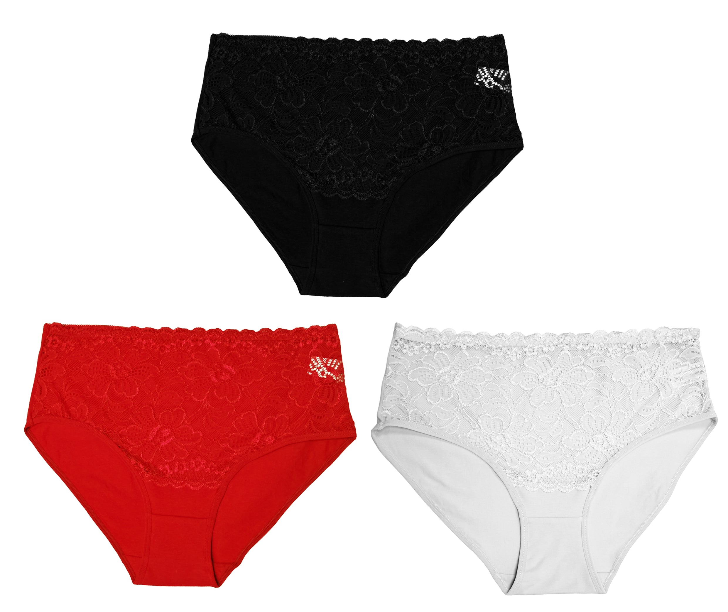 Floral Lace Cotton Back Panties High Waist | Trifolium