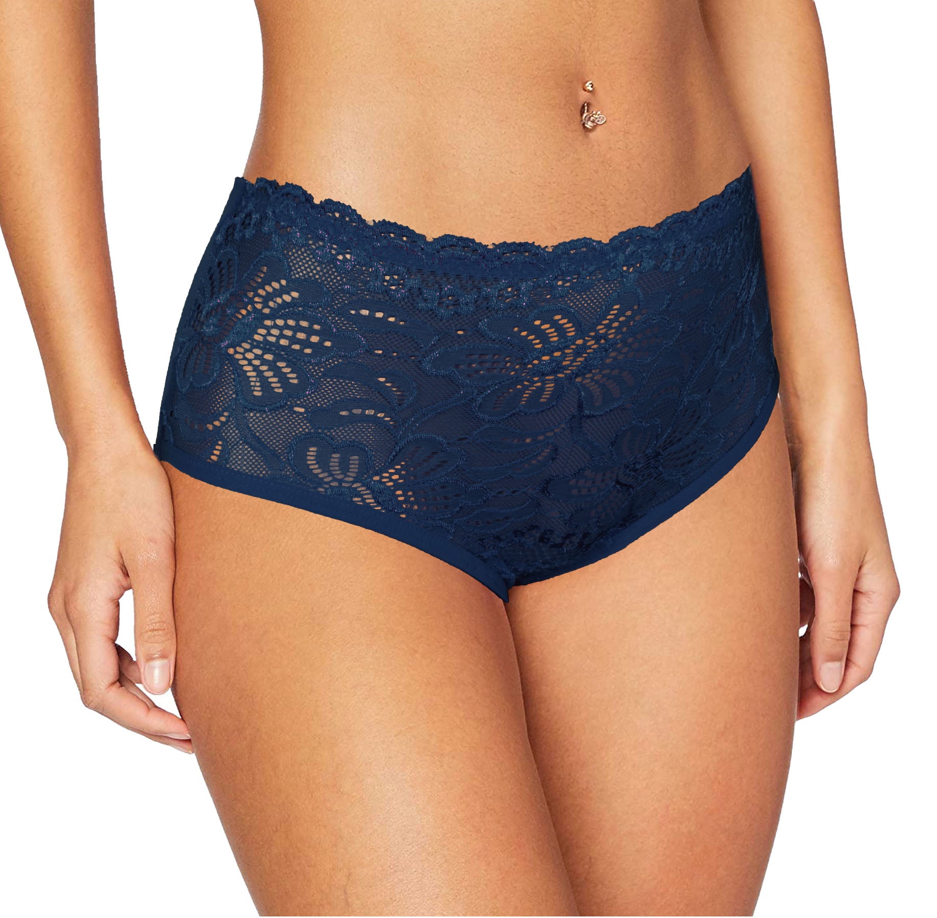 Floral Lace Cotton Back Panties High Waist | Trifolium