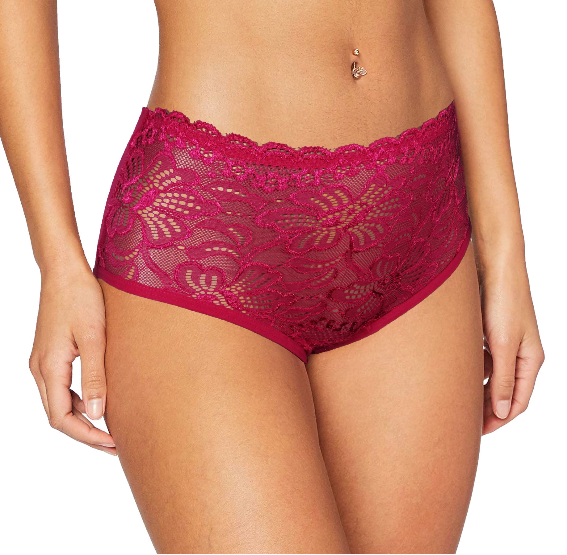 Floral Lace Cotton Back Panties High Waist | Trifolium