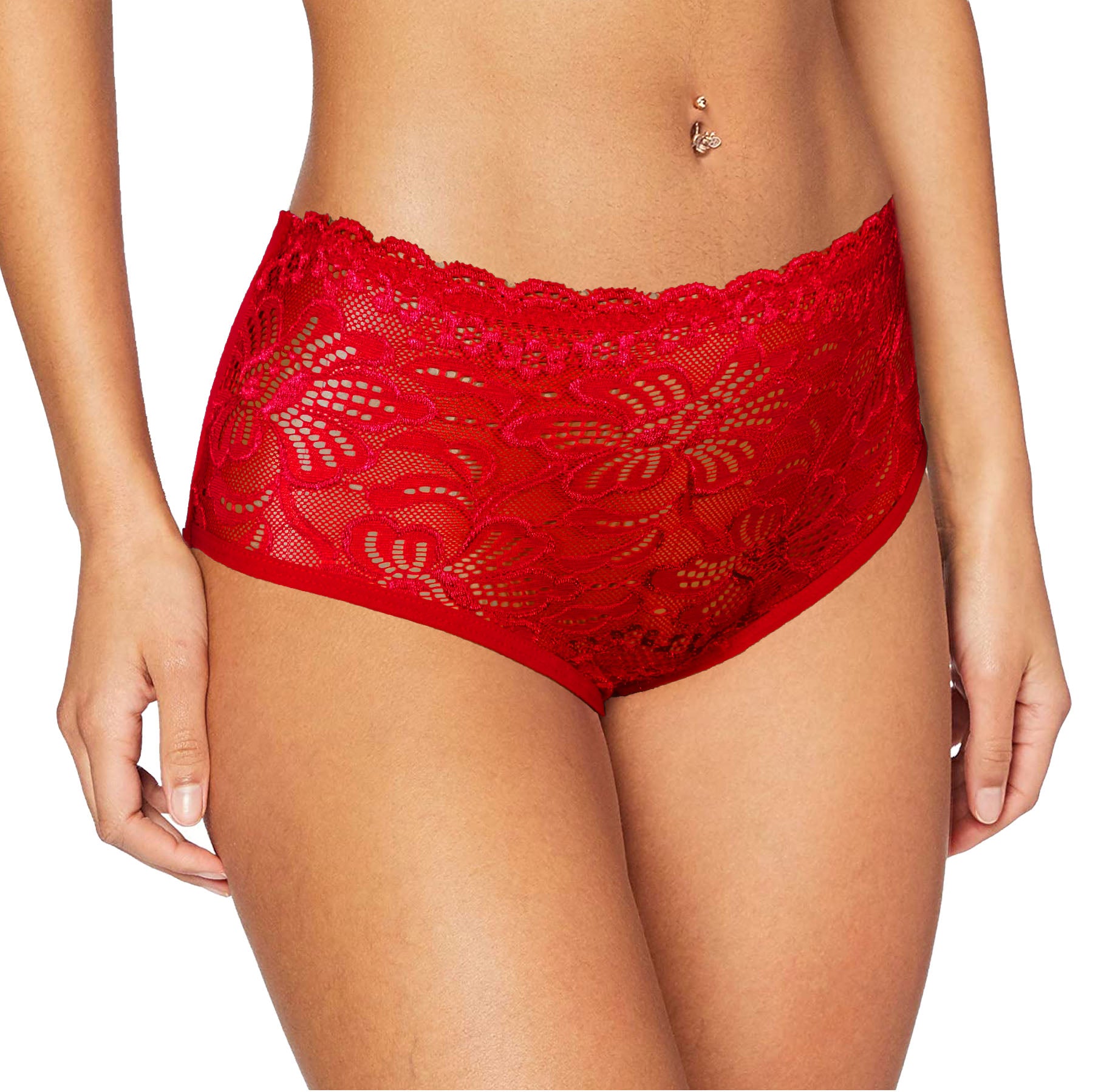 Floral Lace Cotton Back Panties High Waist | Trifolium