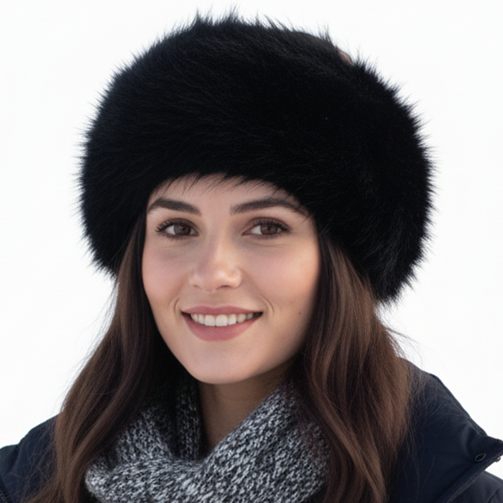 TRIFOLIUM Women’s Grey Faux Fur Headband – Fluffy Fleece Lined Winter Ear Warmer, One Size Warm Head Wrap for Cold Weather