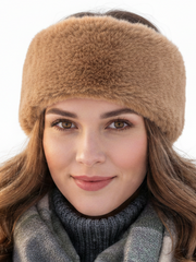 TRIFOLIUM Women’s Grey Faux Fur Headband – Fluffy Fleece Lined Winter Ear Warmer, One Size Warm Head Wrap for Cold Weather