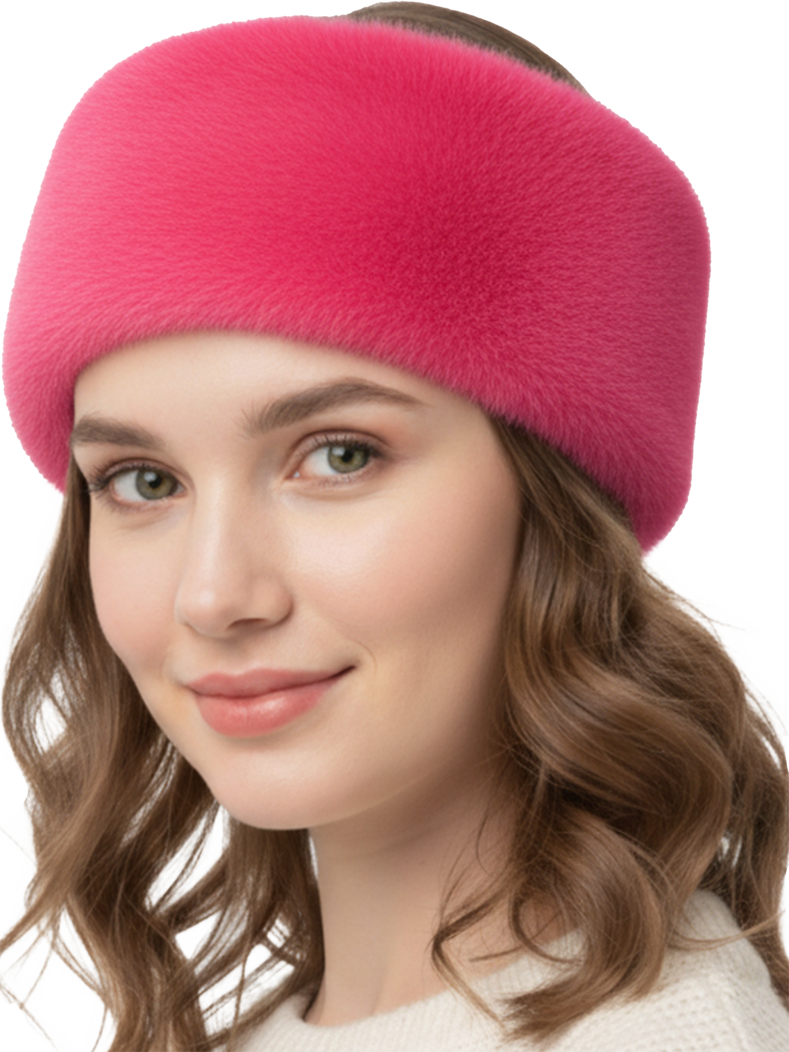 TRIFOLIUM Women’s Grey Faux Fur Headband – Fluffy Fleece Lined Winter Ear Warmer, One Size Warm Head Wrap for Cold Weather