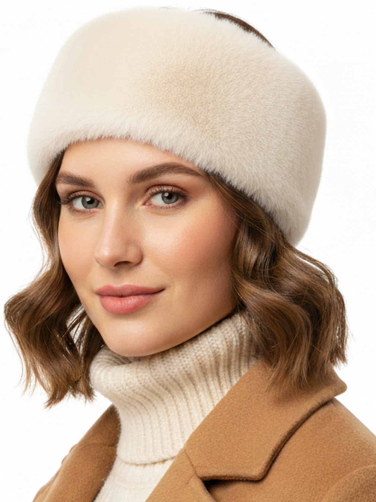 TRIFOLIUM Women’s Grey Faux Fur Headband – Fluffy Fleece Lined Winter Ear Warmer, One Size Warm Head Wrap for Cold Weather