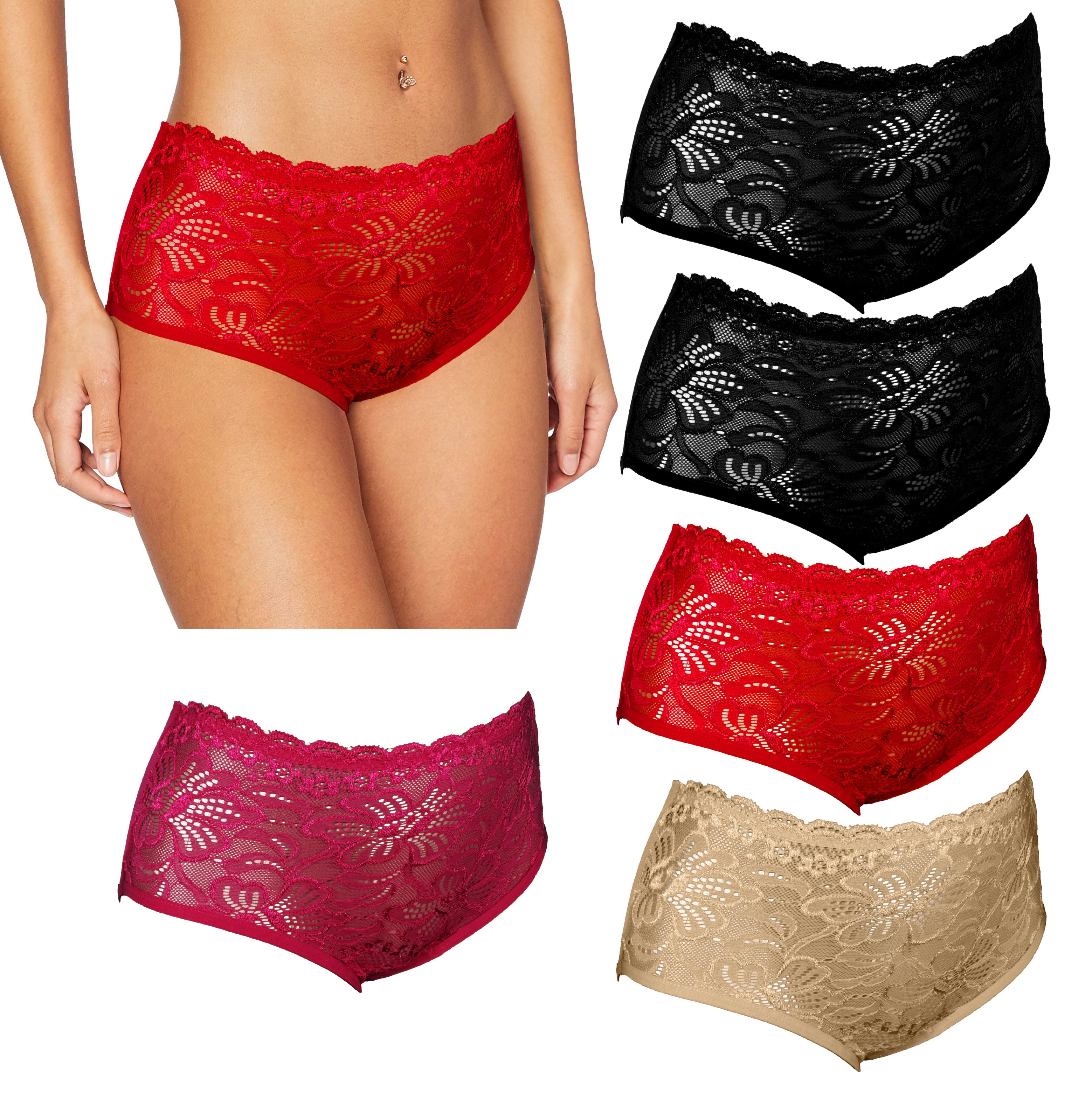 Floral Lace Cotton Back Panties High Waist | Trifolium