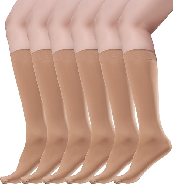 Trifolium Multiple Pack Women's 80 Denier Nylon Knee High Pop Socks with Comfort Top