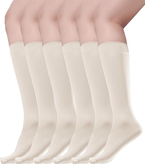 Trifolium Multiple Pack Women's 80 Denier Nylon Knee High Pop Socks with Comfort Top