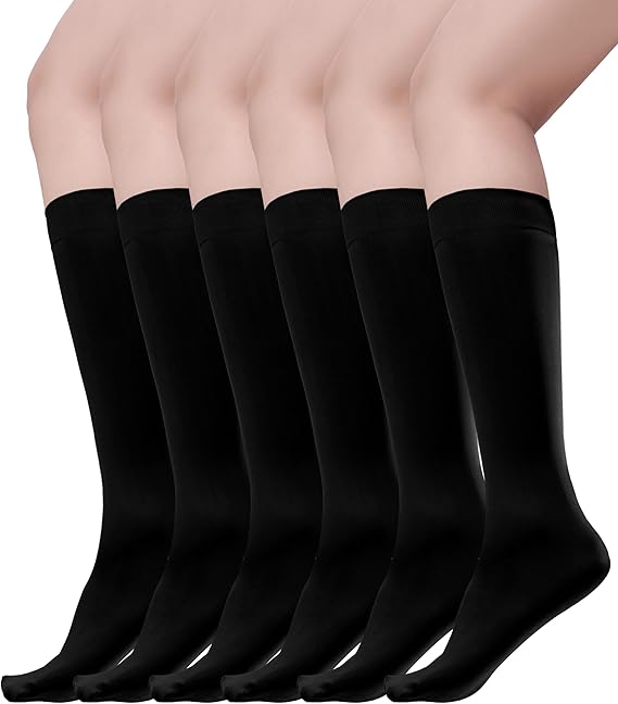 Trifolium Multiple Pack Women's 80 Denier Nylon Knee High Pop Socks with Comfort Top