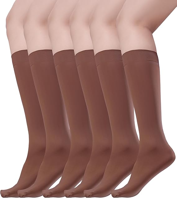 Trifolium Multiple Pack Women's 80 Denier Nylon Knee High Pop Socks with Comfort Top