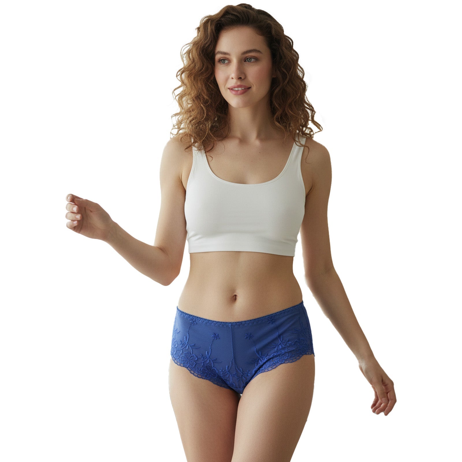 TRIFOLIUM Women's High Waisted Embroidered Lace Panties, Elegant Full Coverage Briefs, Comfortable Retro Underwear