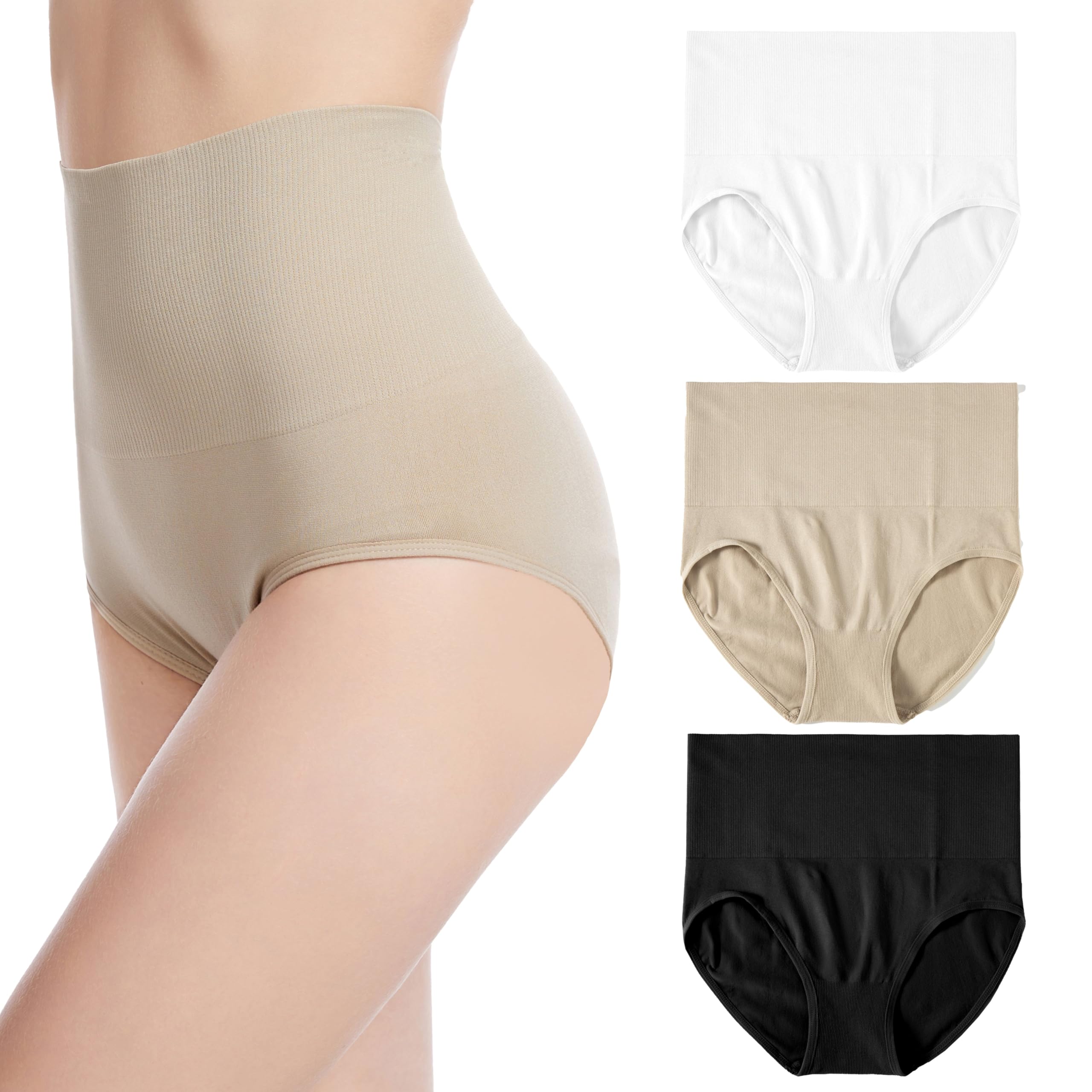 Trifolium Women Seamless Magic Light Control Support High Waist Shaping Pants Beige UK 8-10 Factory Label M (2003-M-BG)