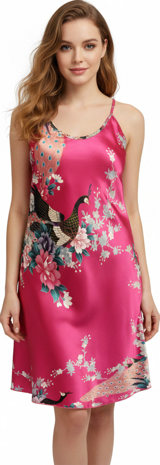 Trifolium Kimono Robe And Chemise Silky Peacock Satin Nightgown Bathrobe Wedding Negligee Nightdress