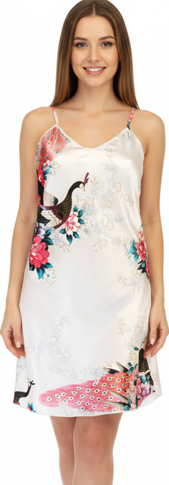 Trifolium Kimono Robe And Chemise Silky Peacock Satin Nightgown Bathrobe Wedding Negligee Nightdress