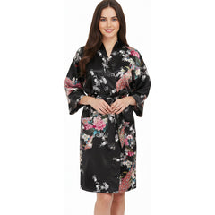 Trifolium Kimono Robe And Chemise Silky Peacock Satin Nightgown Bathrobe Wedding Negligee Nightdress