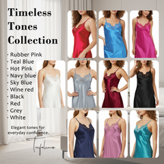 Trifolium Women’s Satin Nightgown – Silky Lace Chemise Sleepwear, Adjustable Strap V-Neck Slip for Bedroom & Lounge