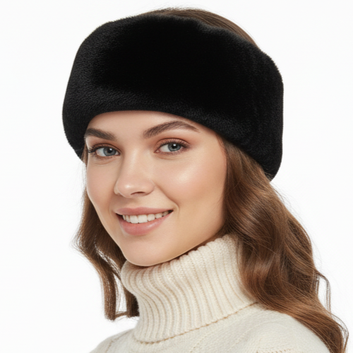 TRIFOLIUM Women’s Grey Faux Fur Headband – Fluffy Fleece Lined Winter Ear Warmer, One Size Warm Head Wrap for Cold Weather