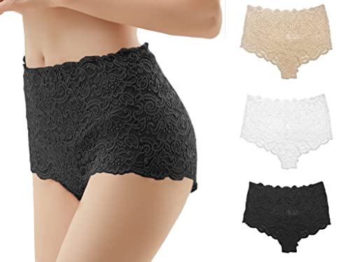 Sexy High Waisted See Through Lace Hipster Shorts (3-Pack) | Trifolium