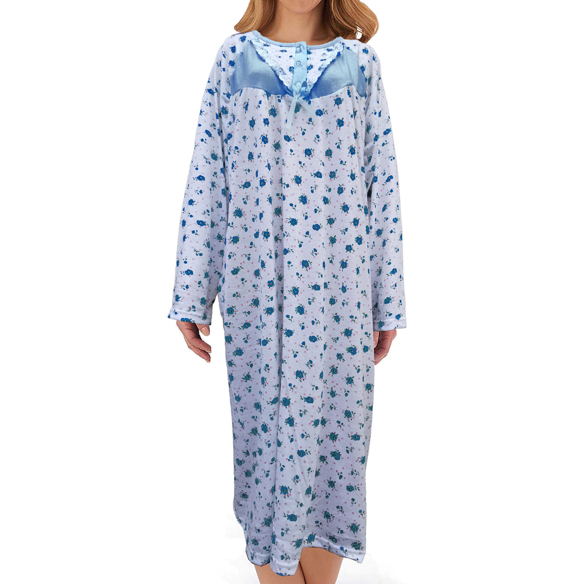 Floral Cotton Nightdress Long Sleeve | Trifolium