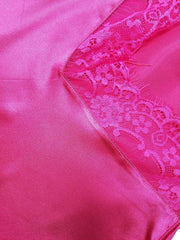 Silky Satin Lace Trim Nightshirt V-Neck Chemise| Trifolium